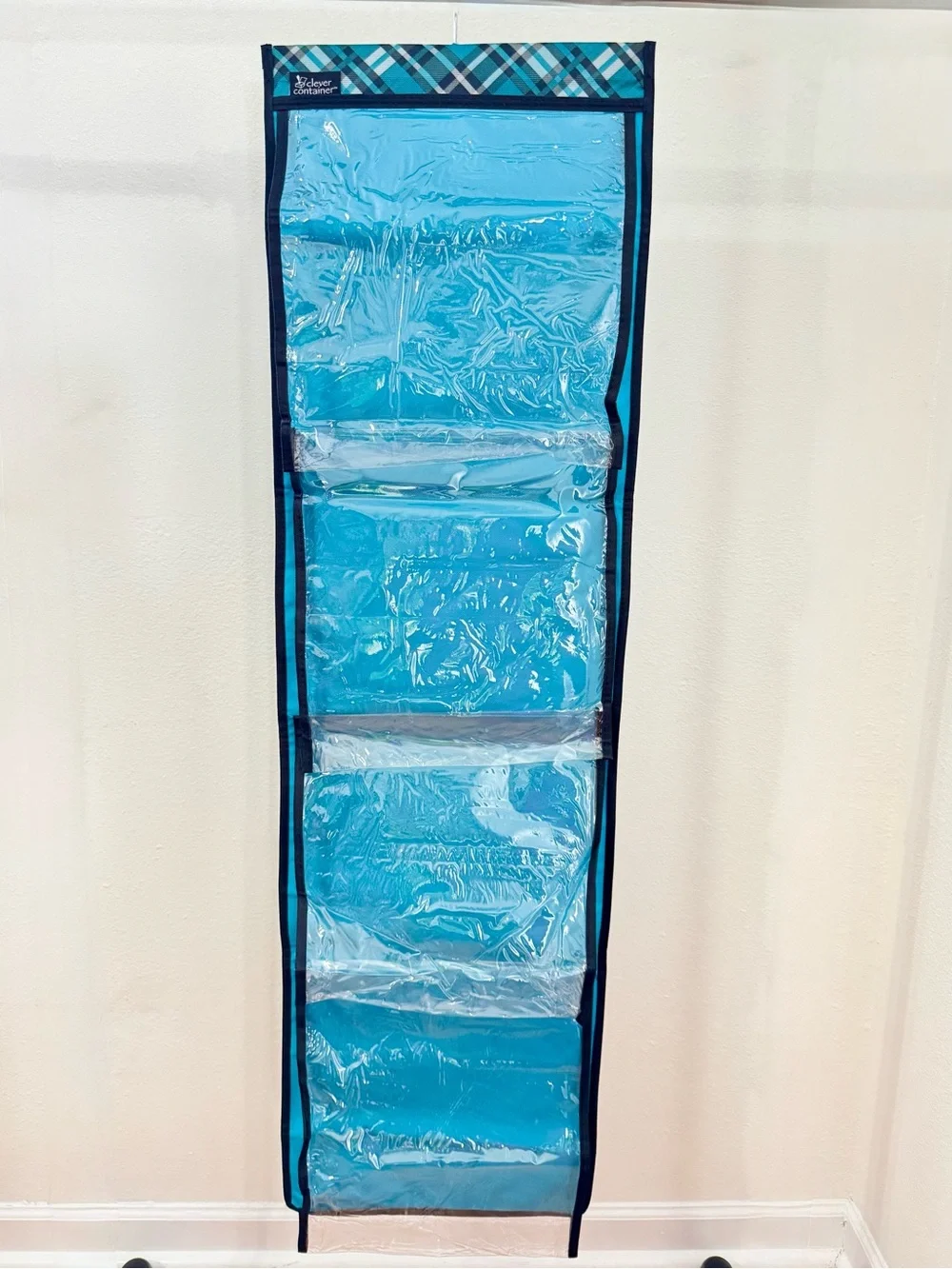 3 Pcs Teal Blue Clear Hanging 8-21 Shoes Bag Towel Scarfs Ties Closet Organizers